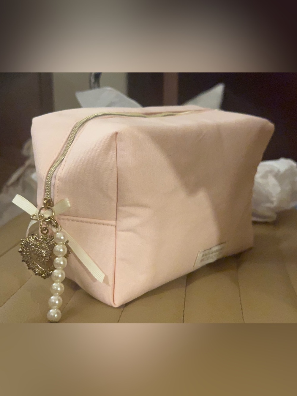 Ideal Gift !Dolce and Gabbana Pink Cosmetic Travel Bag with Pearl Vintage Charm